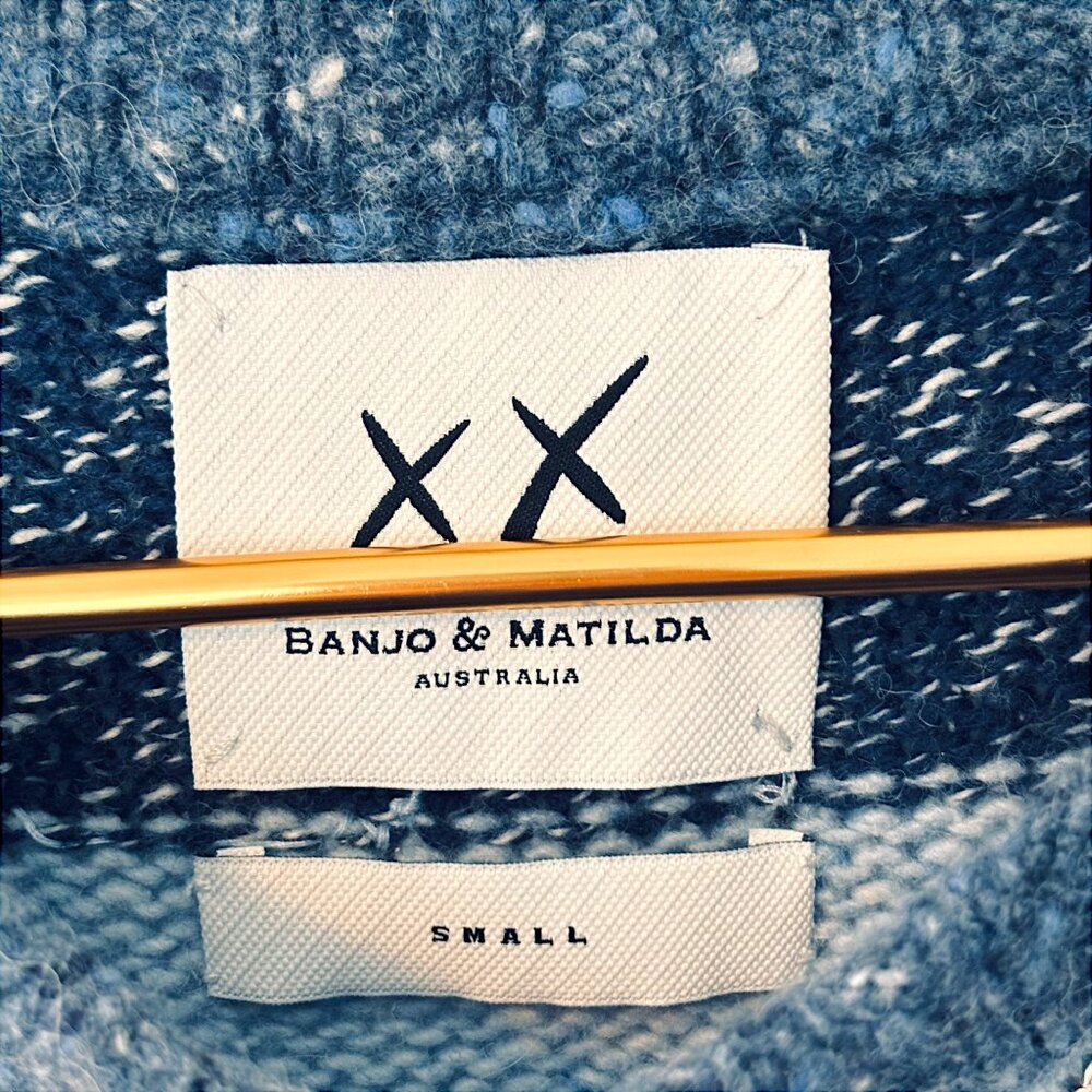 NWOT! Banjo & Matilda Embellished Blue Striped Sweater - Picture 7 of 9